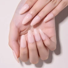 evpct Light Nude Pink Glossy Press on Nails Medium Almond for Women Gift, Glo...
