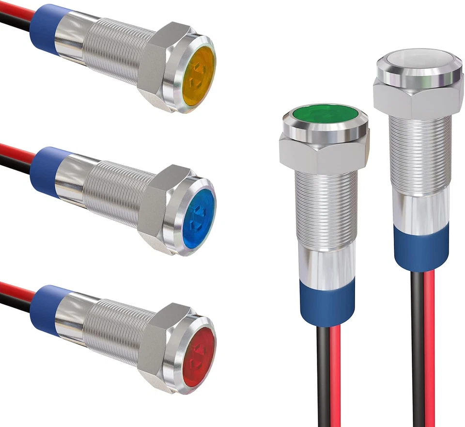 Indicator Light 6Mm 1/4" Waterproof IP65 Metal Signal Lamp 12V-24V AC/DC - Image 1 of 4