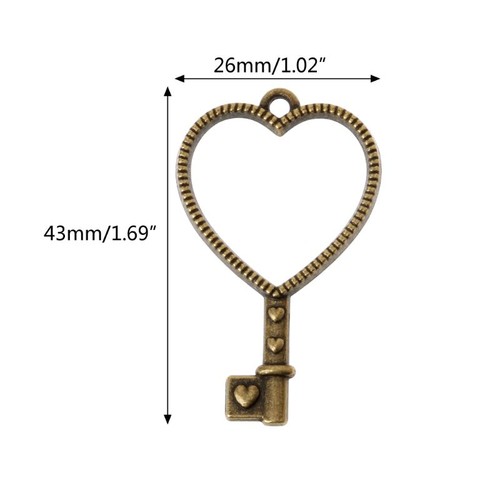 10 Pcs Heart for Key Pendant Frame UV Resin Blank Bezel for DIY Craft Jewelry Ma - Picture 5 of 9