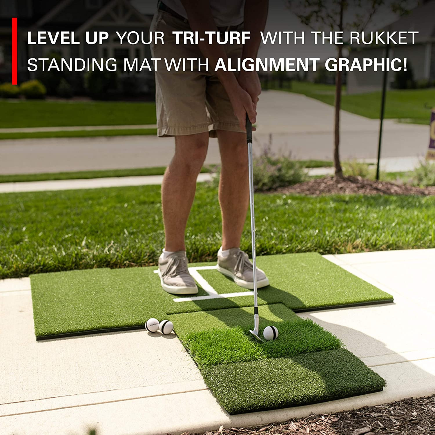 Rukket Tri-Turf Golf Hitting Mat Attack, Portable Driving, Chipping, Training Ai