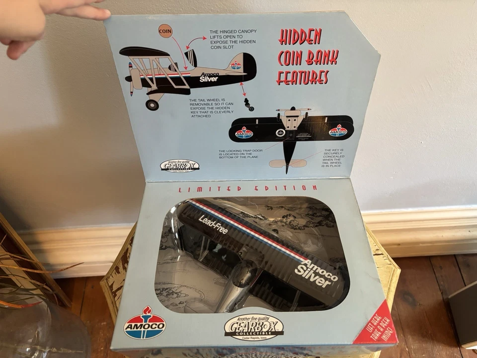 Limited Edition Gearbox Collectibles - 02004 - Amoco Waco UBF Biplane Coin Bank - Image 2 of 3