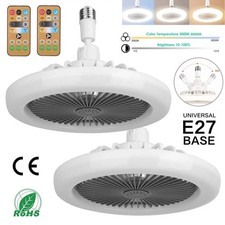 30W Socket Fan Light Ceiling Fans With Lights w/Remote Dimmable LED Ceiling Fan