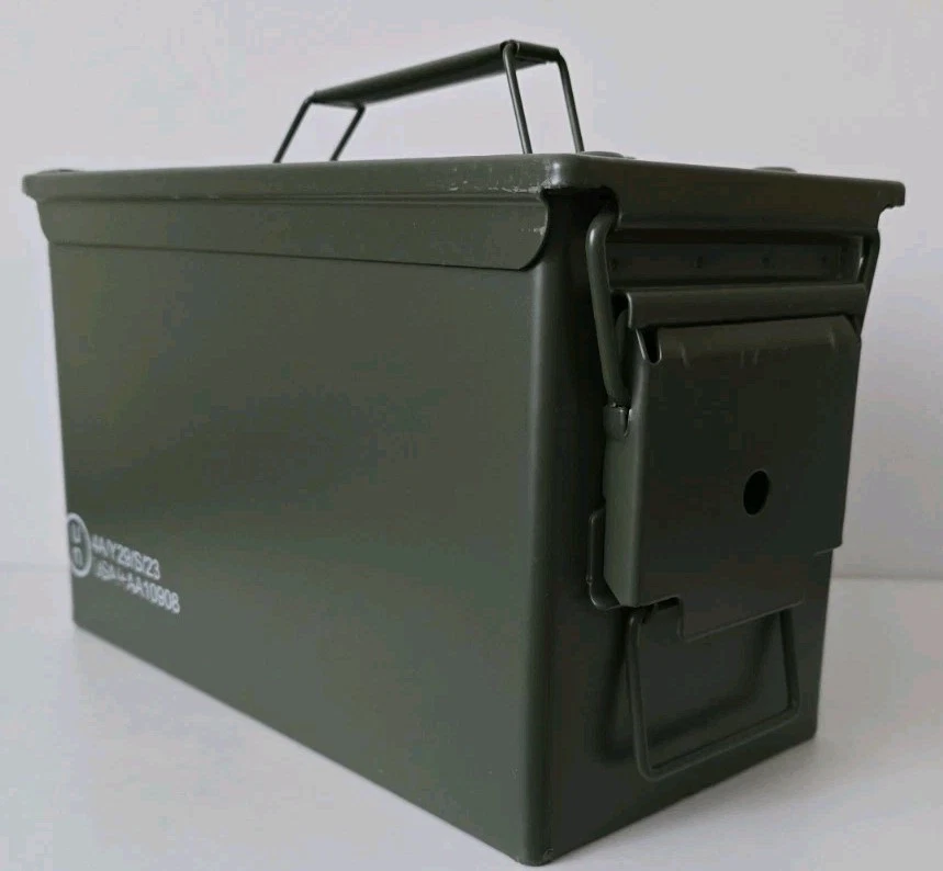 Genuine NATO Issue 50. CAL Steel Ammo Tin Secure Container M2A1 Heavy Duty Box . - Image 4 of 4