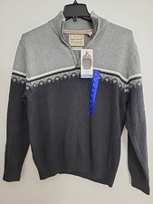 Weatherproof Vintage Mens Sweater Gray Multicolor 1/4 Zip Holiday Size Large