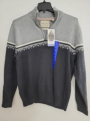 Weatherproof Vintage Mens Sweater Gray  Multicolor 1/4 Zip Holiday Size Large 