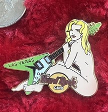 Hard Rock Cafe Pin Set Las Vegas Nude Girl Guitar Hat Lapel Logo Blonde Green