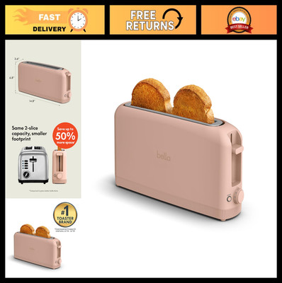 2 Slice Slim Toaster - 10'' Long Slot, 6 Shade Settings, Reheat & Cancel, Anti-Ja