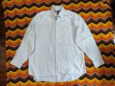 vtg Saks Fifth Avenue Cotton Linen Gingham Shirt men's LARGE made in usa g407