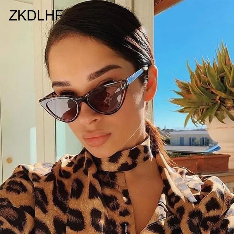 Vintage Cat Eye Sunglasses Leopard Print Small Retro Fashion Frames  -image