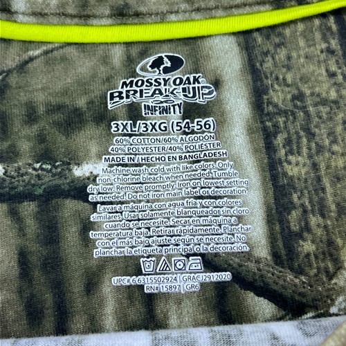 Mossy Oak Shirt Mens 3XL Camo Long Sleeve Crew Break Up Infinity Brown/Green Tee - Picture 3 of 8