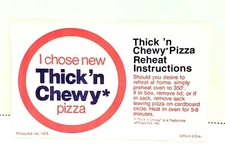 Vintage 1975 Pizza Hut "I Choose Thick And Chewy Pizza" Decal Sticker 5x3 Rare!