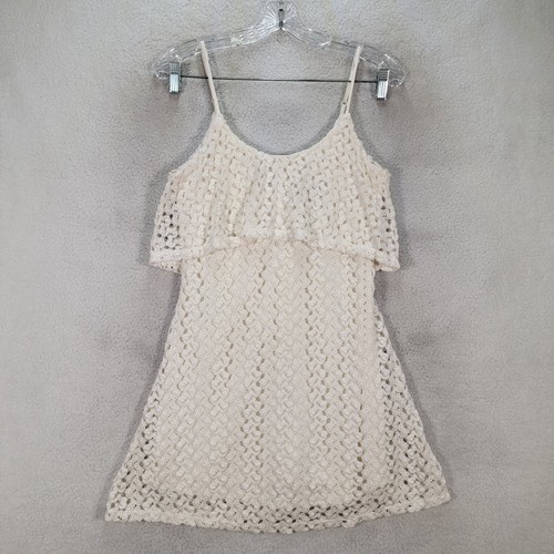 Wet Seal Womens Dress Size S Ivory Floral Crochet Lace Scoop Neck Layered Mini