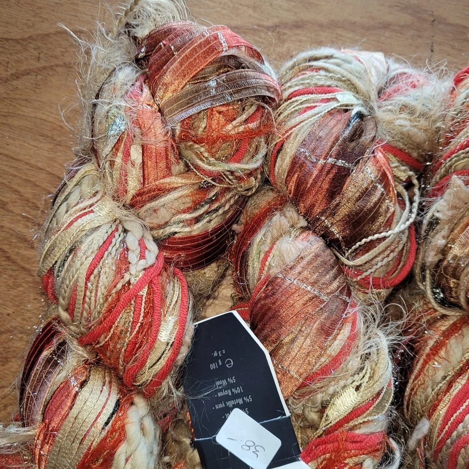 Lote de 5 hilo atado a mano Feza Premier contenido mixto Col #027 1050 yardas rojo bronceado Foto 3 de 4
