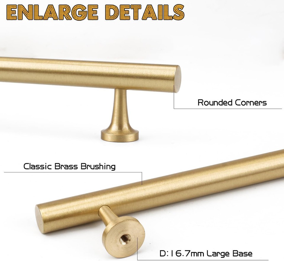 2Pack 3 Inch Kitchen Handles Solid Brass Pulls Round