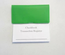  1 NEW LIME GREEN VINYL CHECK BOOK COVER  & 8 CHECKBOOK TRANSACTION REGISTERS