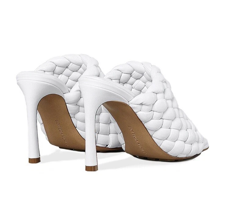 Scarpe sandali Bottega Veneta imbottiti pelle bianca intrecciata misura Eur 39 5 nuovi con scatola