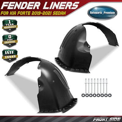 2x Front Inner Fender Liners with Insulation Foam for Kia Forte 2019-2021 Sedan