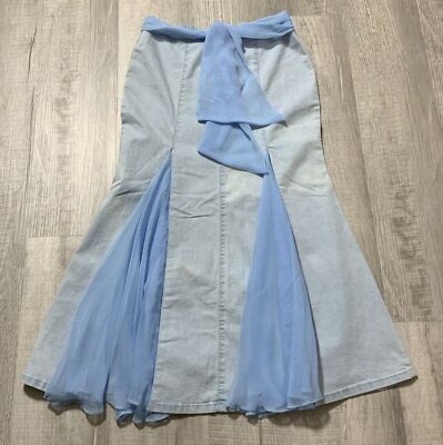 ET0ZS Denim Chiffon Skirt Blue Size 29