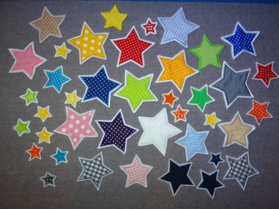 4 - 20 cm Stern in Wunschfarbe Applikation Handmade Patch Flicken XXL Sterne