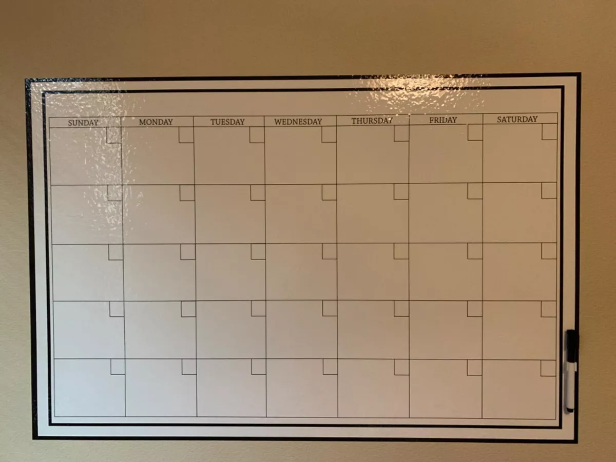 Dry Erase Monthly Large White Board Wall Calendar 36 X 24Inch