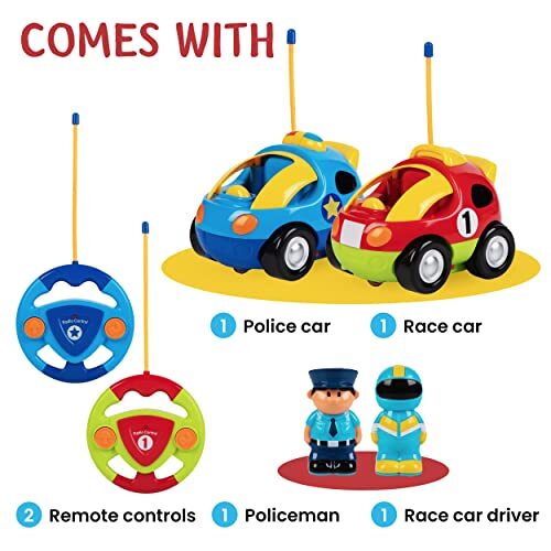 2 Pack Cartoon Remote Control Cars - Police Car and Race Race Car/Police Car - Picture 3 of 7