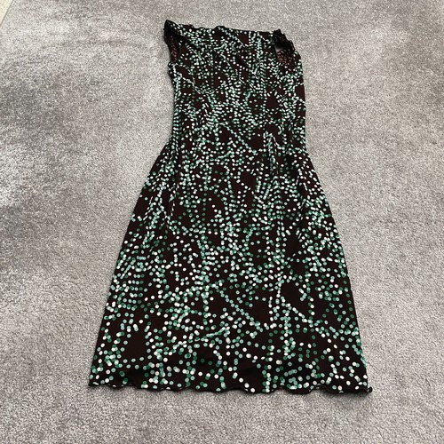 Studio M Maxi Wrap Dress Womens Small Multicolor Polka Dot Sleeveless V-Neck - Picture 2 of 13