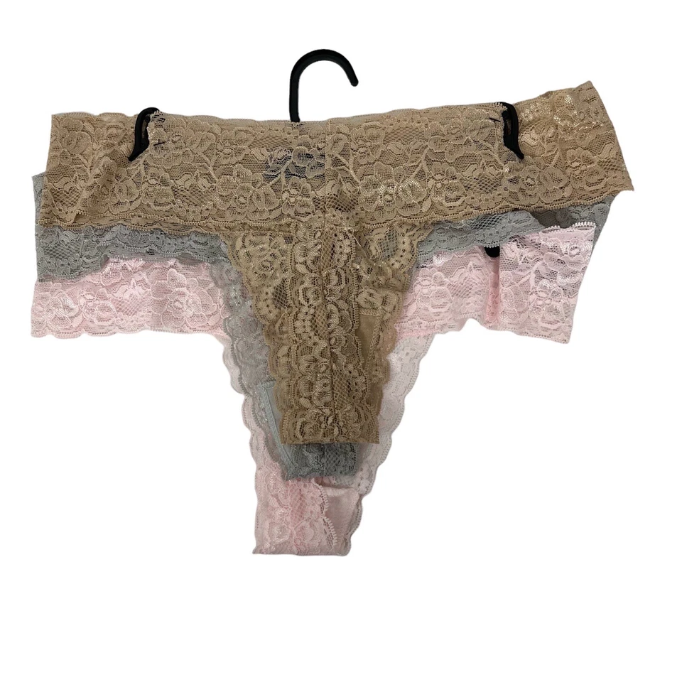 RENE ROFE Bragas Mujer Talla XL Paquete de 3 Tangas de Encaje Multicolor Foto 2 de 4