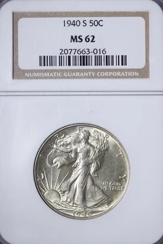 BU 1940-S Walking Liberty Half Dollar NGC MS62 XYML