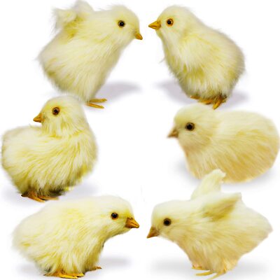 6pcs Realistic Fake Easter Chicks DecorChirping Baby ChicksFake Chicken Figur...