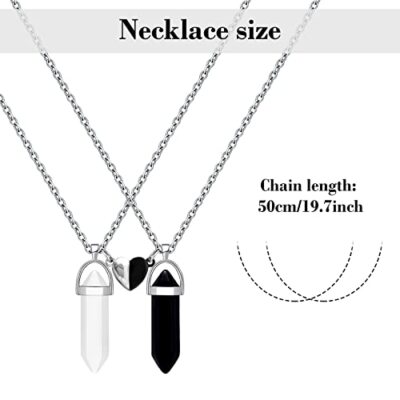 BFF Necklace for 2 Crystal Charms Best Friend Black+White Matching