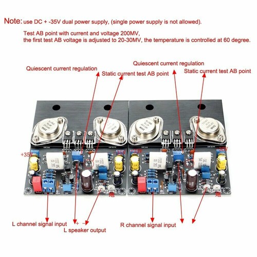 2pcs MOSFET Class A Dual Channel IRF240 IRF9240 Audio Power Amplifier Board - Picture 2 of 5
