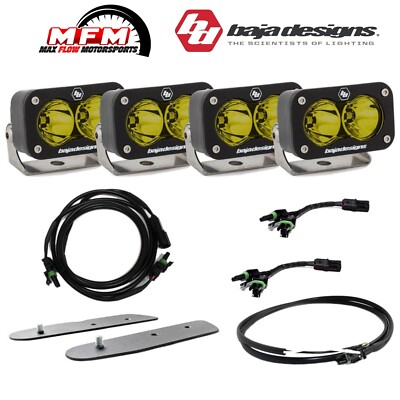 Baja Designs Dual S2 Pro Amber Spot Beam Mirror Mount Lights For 21+ Ford Bronco