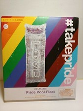 TakePride Inflatable Pride Pool Float Clear Confetti Love 5' 7" x 25" x 9" B284