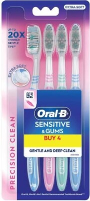 Oral-B Sensitive & Gums - Precision Clean Extra Soft Toothbrush (Pack of 4)