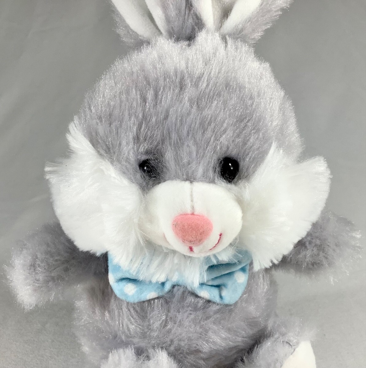 WALMART Gray Bunny Rabbit Blue Polka Dot Bow Tie 12