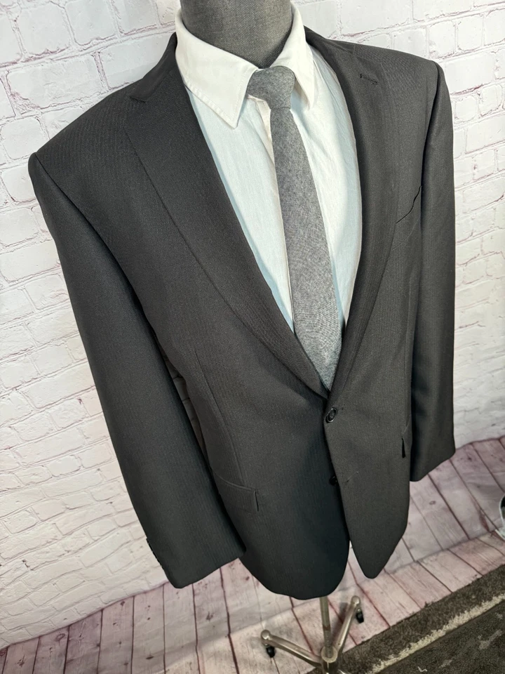 Traje CALVIN KLEIN Para Hombres Negro ATHLETIC FIT 2 Piezas Frente Plano 42L Chaqueta 36x31 Pantalón Foto 4 de 4