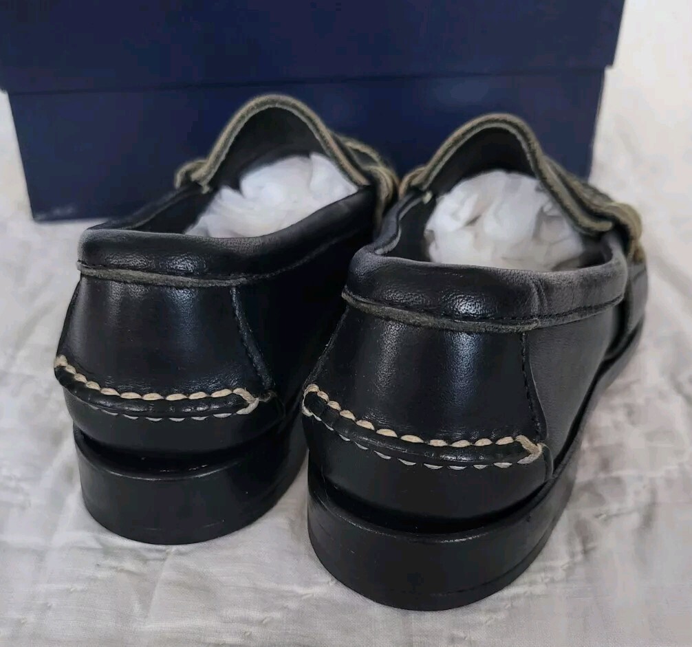 RALPH LAUREN Boys Edric Leather Penny Loafer BLACK Made in 