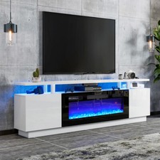 179cm TV Stand Cabinet High Gloss W/ 36'' Electric Fireplace Unit LED 12 Colour
