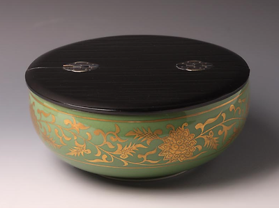 Japanese Mizusashi [ Water Jug ] 平安『祥堂』造 / 金襴手平水指