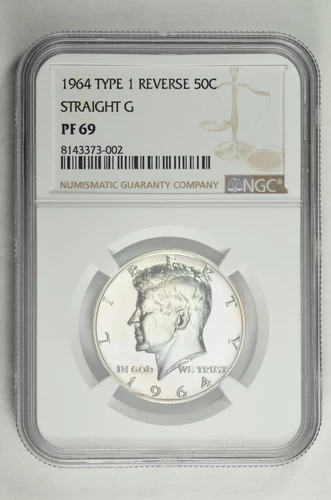 1964 Type 1 Reverse Straight G 50C Silver Proof Kennedy Half Dollar NGC PF 69