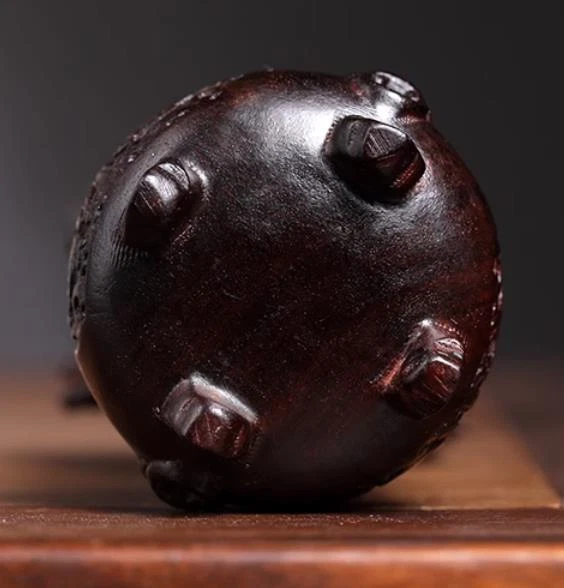 Estátua tigela tesouro contas dragão madeira sândalo vermelho folha porcelana 5" Fegnshui - Imagem 4 de 4