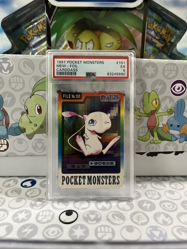 1997 POCKET MONSTERS MEW- FOIL CARDDASS PSA 5