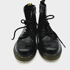 Dr. Martens Kids Lace up Patent Leather Boots Size 1 Black Side Zipper Combat
