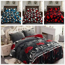 Borrego Blanket Comforter Set Sumptuously Soft Plush Printed Sherpa Bed Blanket