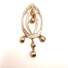Vintage Sixties EMMONS Gold Tone Brooch or Pendant with Dangles - EUC
