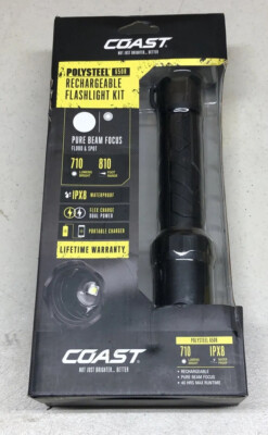 coast rechargeable flashlight 650r COAST HP7 650 Lumen Focusing LED with SLIDE FOCUS and BEAM LOCK, Black : Sports & Outdoors ideal for extended use Coast Polysteel 650r Rechargeable Flashlight