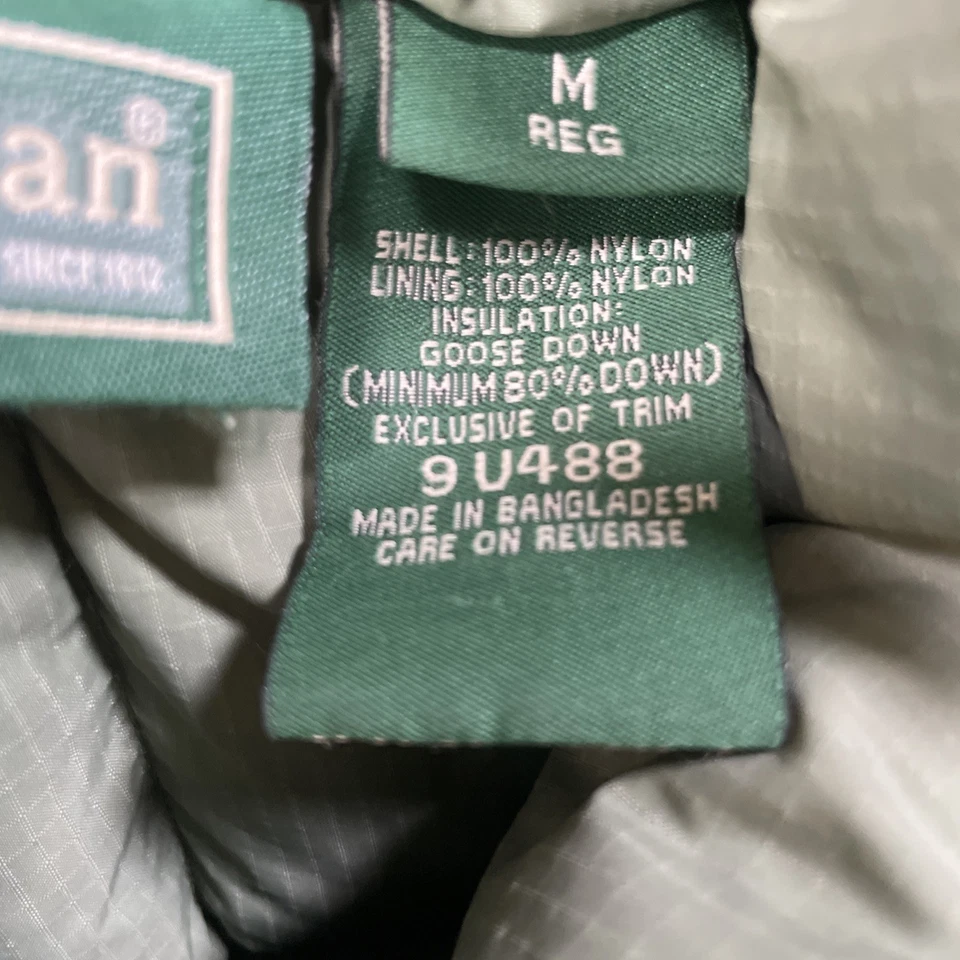 L.L. Chaqueta de plumón BEAN acolchada para hombre mediana verde salvia botón plumón de ganso excelente Foto 4 de 4