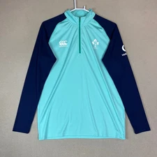 Canterbury Ireland Rugby IRFU Quarter Zip Pullover Shirt Men's Size S Aqua Navy