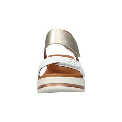COMODA Y ELEGANTE SANDALIA CUÑA MUJER MEPHISTO SWENA PIEL BLANCA-PLATA - Imagen 5 de 6
