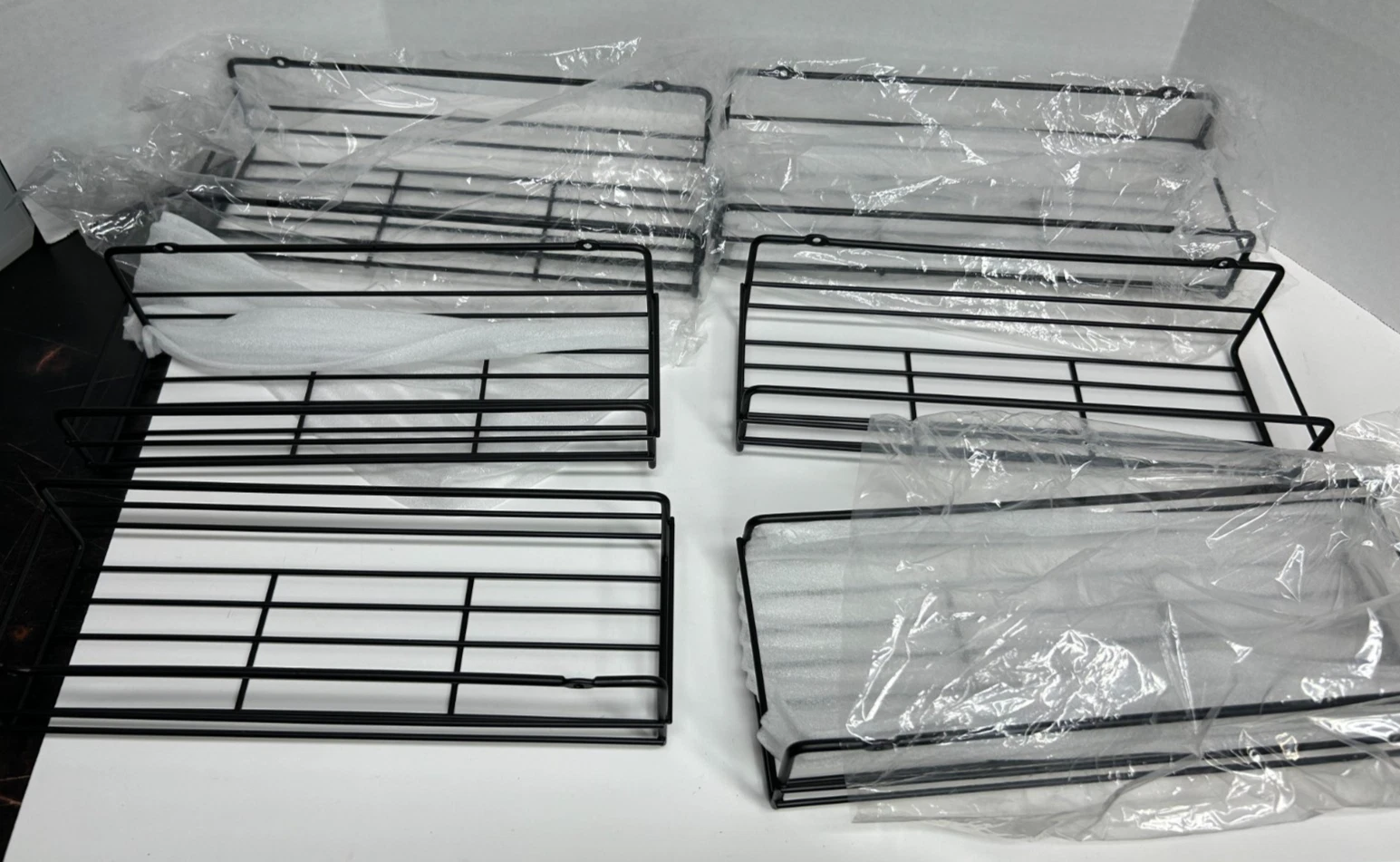 6 Pack Black Wire 12x4.5" Rack Shelves, Wall Mount Kitchen Spice Jars Bathroom
